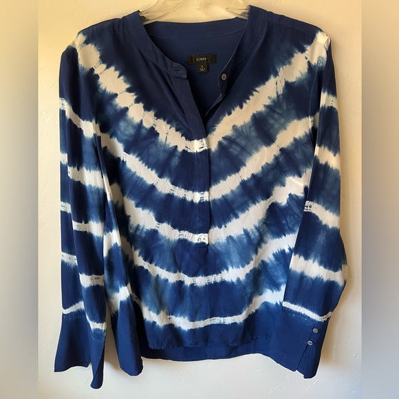 J. Crew Tie Dye Silk Henley Tunic - Picture 4 of 10